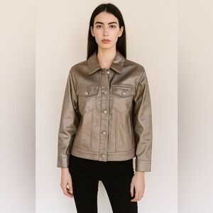 AZI Gold Pewter SELENA Metallic Snap Jacket